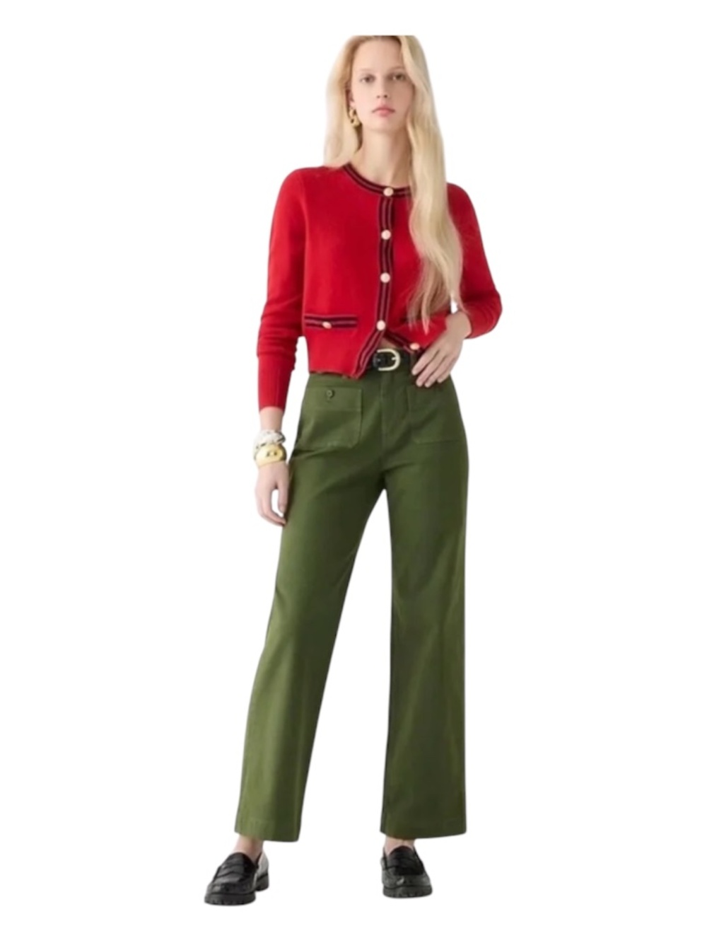J. Crew Sailor Slim Wide Leg Chino Pant Green Size